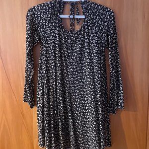 Mini Floral Babydoll Dress Black XS